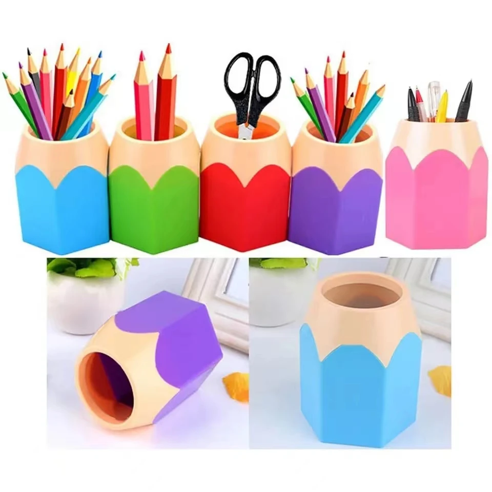 Creative Pen Vase Pencil Pot Makeup Brush Holder Stationery Desk Tidy Plastic Desk Organizer Container School Office Supplies