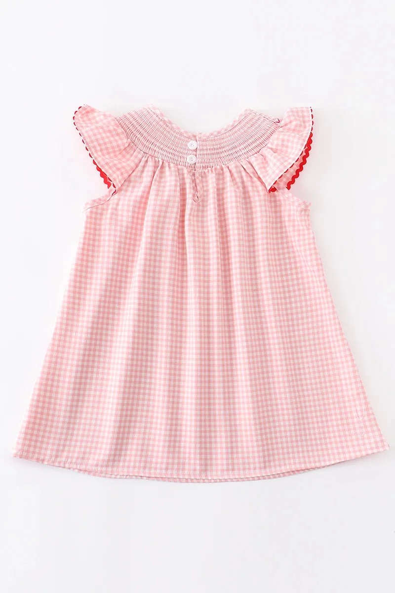 Girlymax Sibling Spring/Summer Baby Girls Strawberry Plaid Gingham  Smocked Dress Kids Clothing