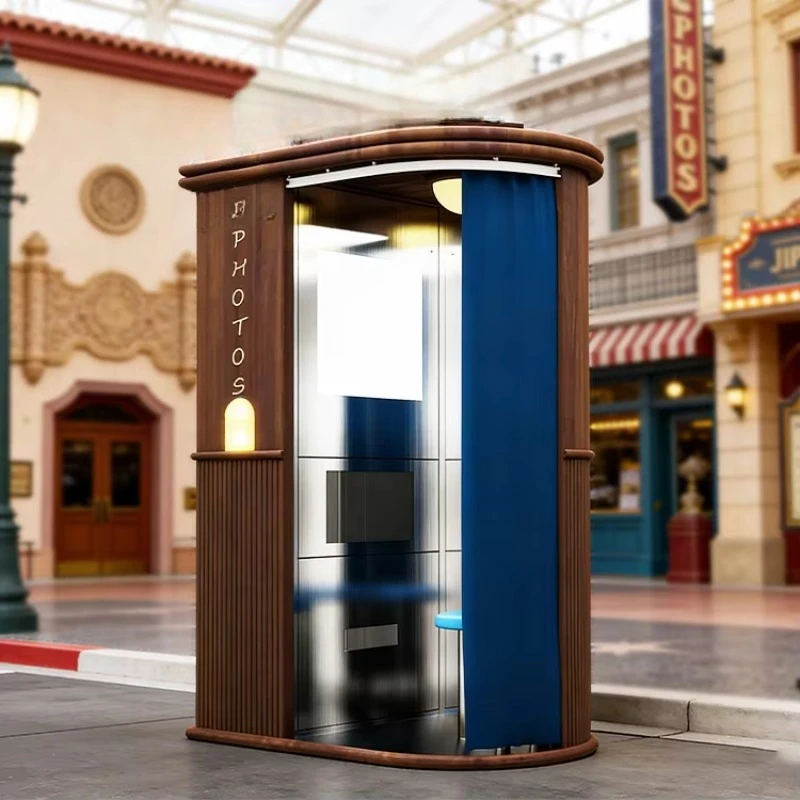 customized outdoor photo booth nordic vintage metal structure slr compatible instant print for wedding event global purchasers