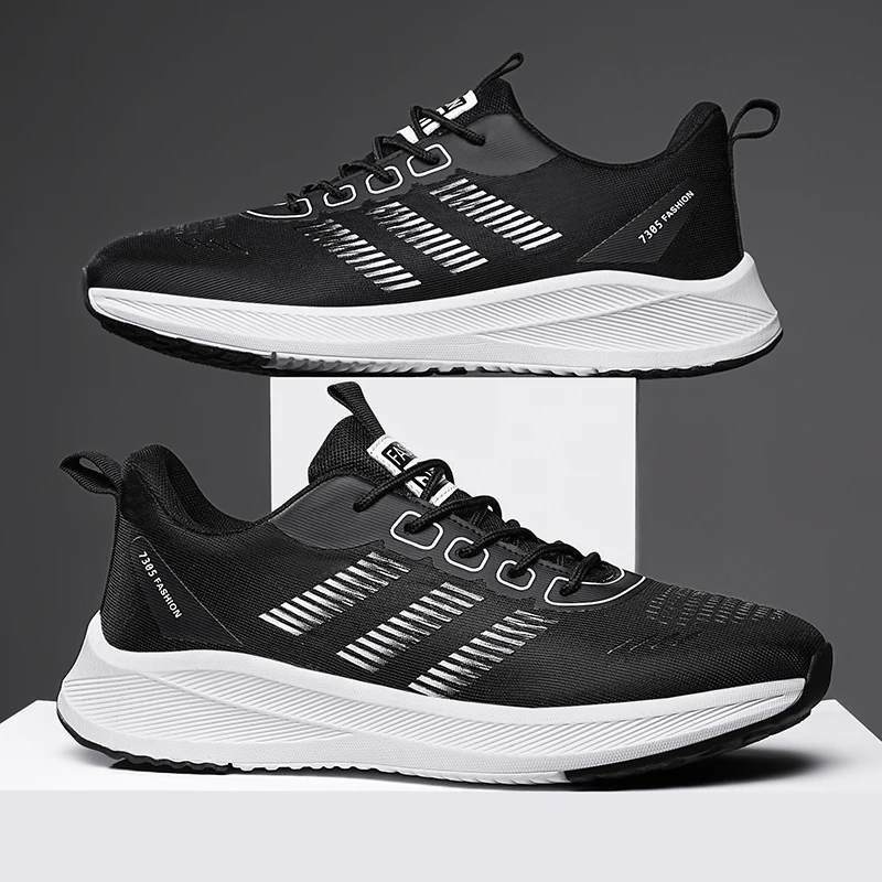 Men's Running Thick-soled Height-increasing Color-blocking Four-season Style Large-sized Lace-up Low-top Round-toe Sports Shoes