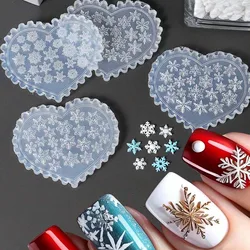 Winter Silicone Nail Carving Mold Christmas Snowflakes Design Mould Stamping Plate Gel Stencils Nail Charms DIY Manicure