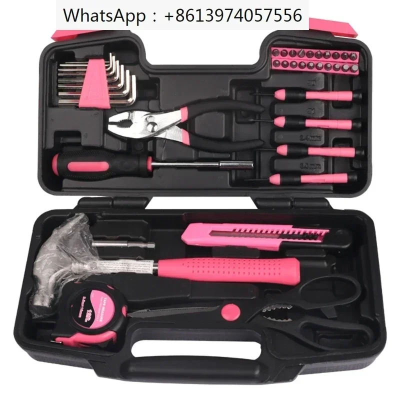 

High Quality 39pcs Pink Tool Set Household Tools Kit Box Mechanics Women Ladies