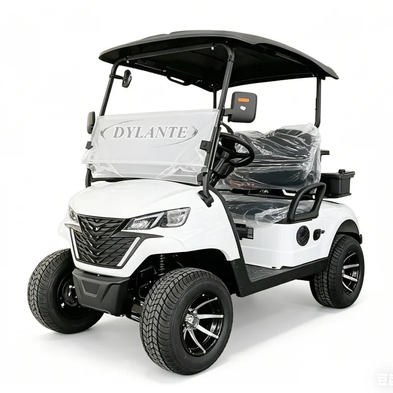 Affordable White 48V 60V 72V Lithium Battery Sightseeing Electric Club Carts 2 4 Seats Golf Cart with Golf Bag Rack