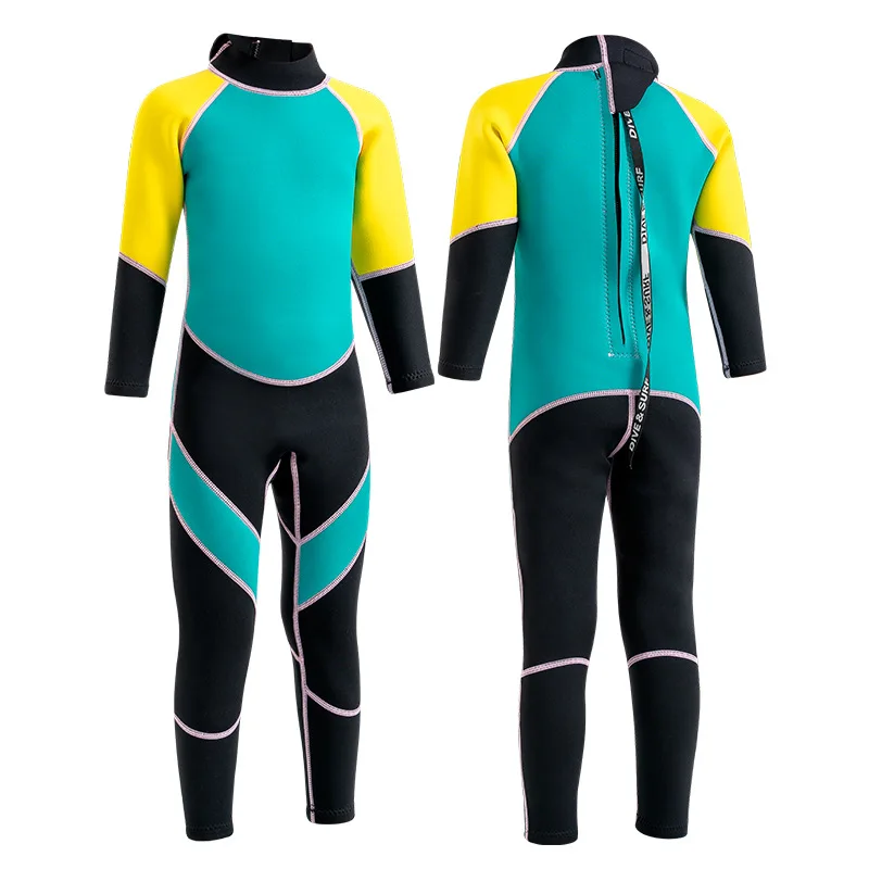 Children's Wetsuit Men's 2MM One-piece Warm Swimsuit Cold-proof Wet Long-sleeved Surf Suit Snorkeling Suit Women's