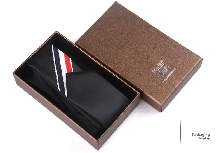 Three-Color Woven Tie Men\'s Women\'s Narrow Stripe 6cm Fashionable Necktie in Gift Box Polyester Silk Pure Color Korean Style