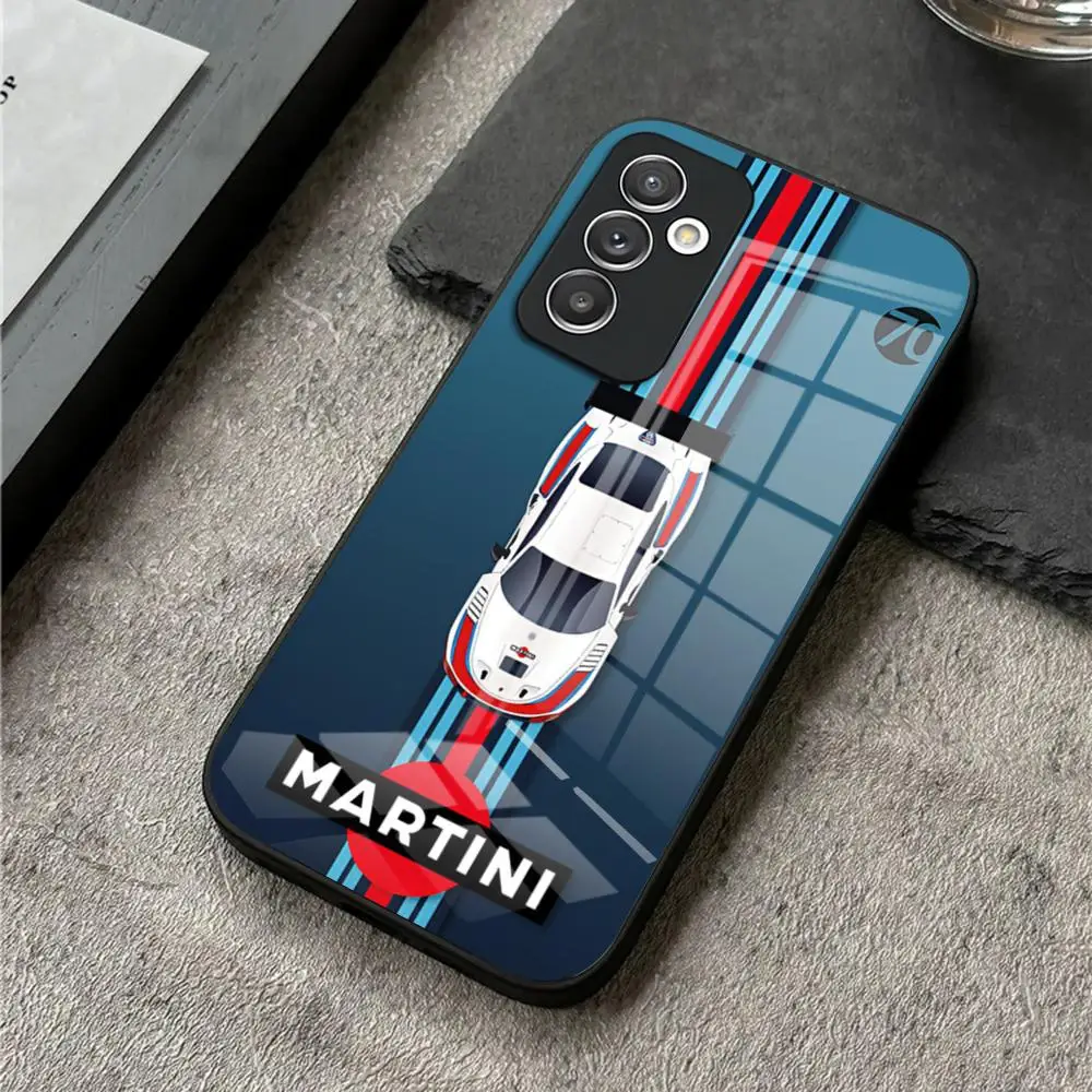 Martini Racing Horizontal Stripe Phone Case For S24 Ultra Samsung S23 Fe S22 S20 S21 Plus Galaxy A54 A34 A24 A53 Glass Cover
