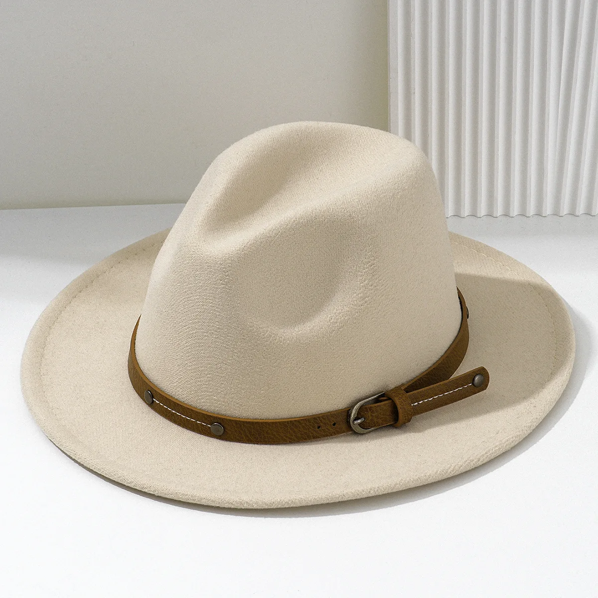 NEWWool Fedora Hut Für Frauen Männer Winter Herbst Mode Kirche Jazz Hüte Viking Britischen Flache Krempe Filz Hut Outdoor Casual Fedoras – Detail 7
