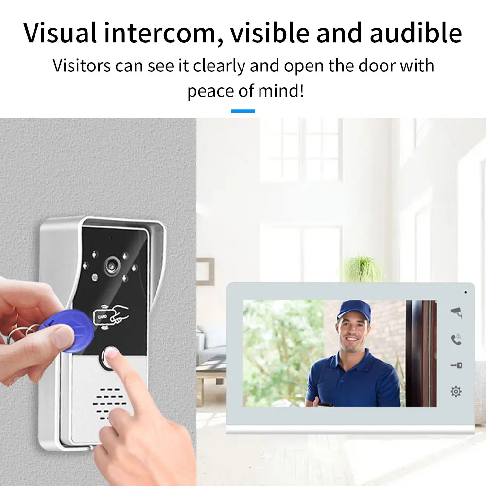 Smart Wired Video Intercom for Home Outdoor Door Phone with Screen 7 Inch Monitor Street Doorbell RFID Call Panel Electric Lock