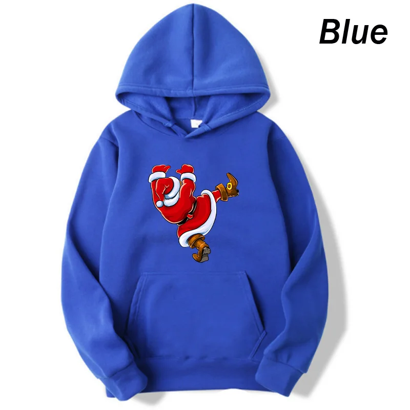 New Fashion Cool Christmas Santa Claus Climbing The Wall Print Funny Hoodies Sweatshirts Unisex Hooded Streetwear Couple Hoodies