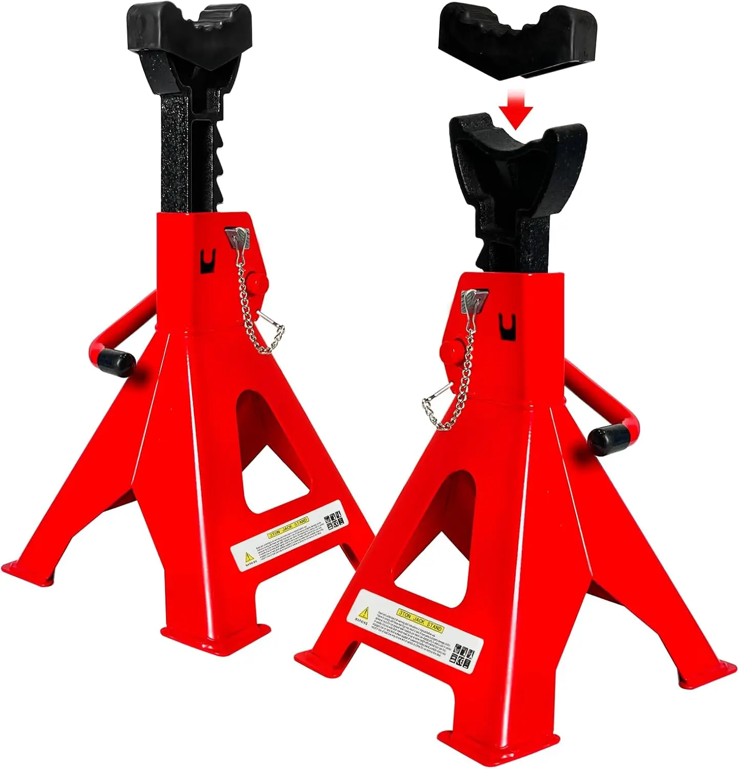 

Heavy Duty 3 Ton Jack Stands, 6,600 Lbs Capacity with Double Pin Lock and Adjustable Height for Trucks