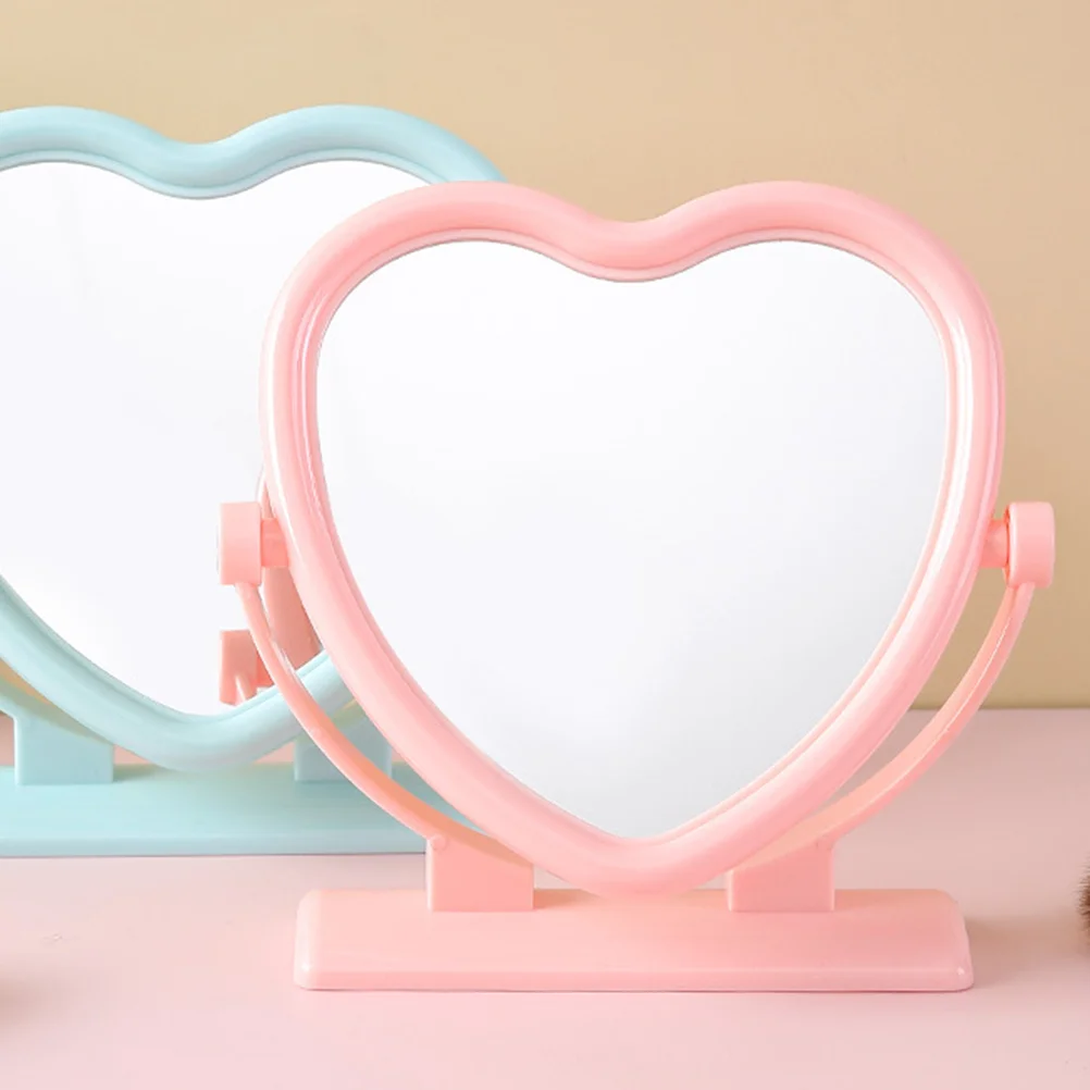 Double Sided Makeup Mirror Heart Shaped Mirrors for Bedroom Table Top Aesthetic Vanity Desk