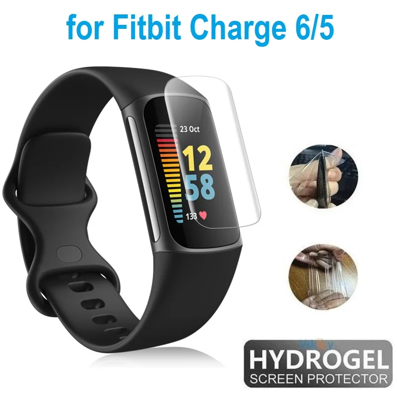 100PCS Soft TPU Hydrogel Protective Film for Fitbit Charge 6 / Charge 5 Smartwatch HD Clear Screen Protector