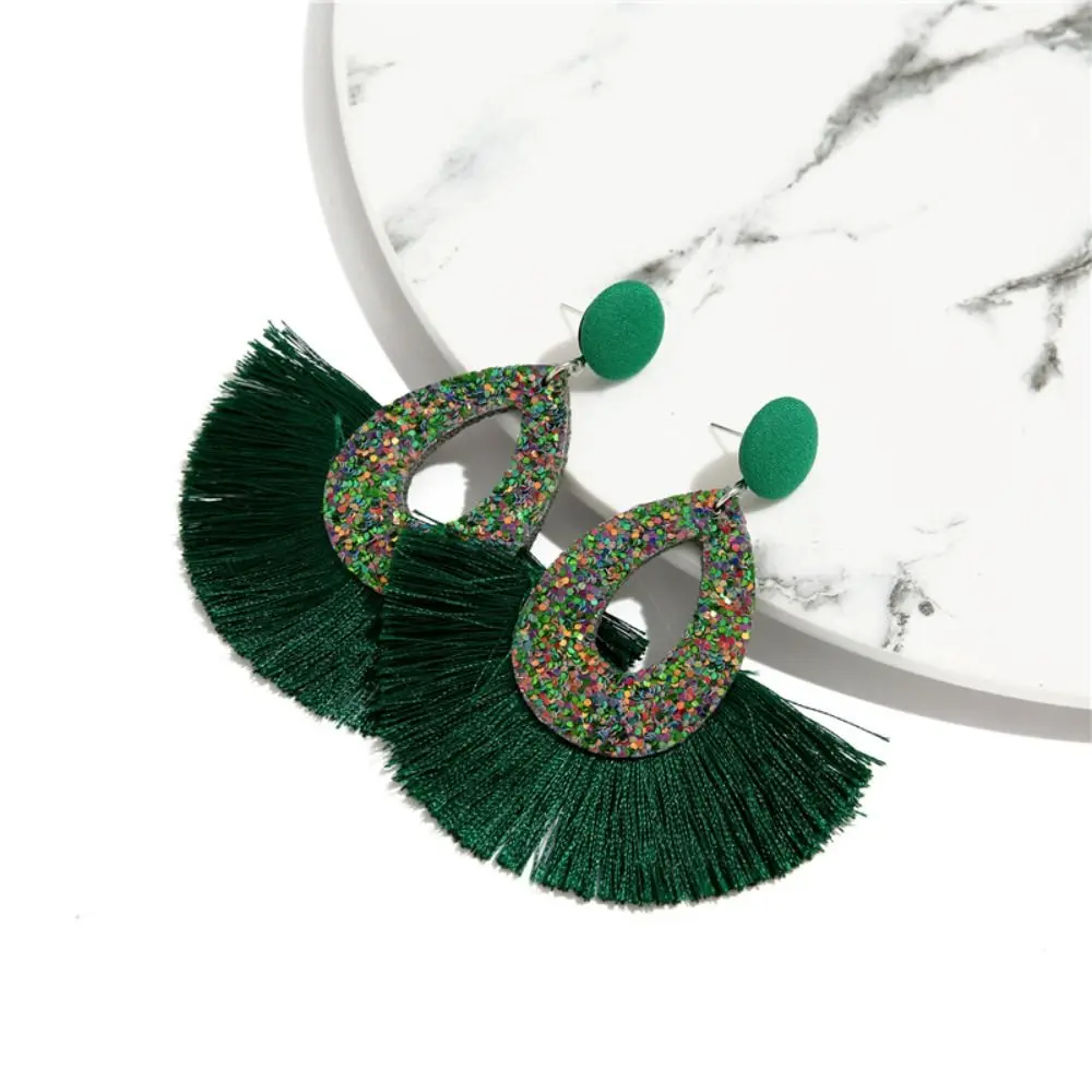 أقراط بشرابة ترتر دمعة ، سحر كبير ملون ، أقراط بشراشيب جذابة ، استرخى لامع بترتر بوهيمي ، زفاف زفاف للعرائس