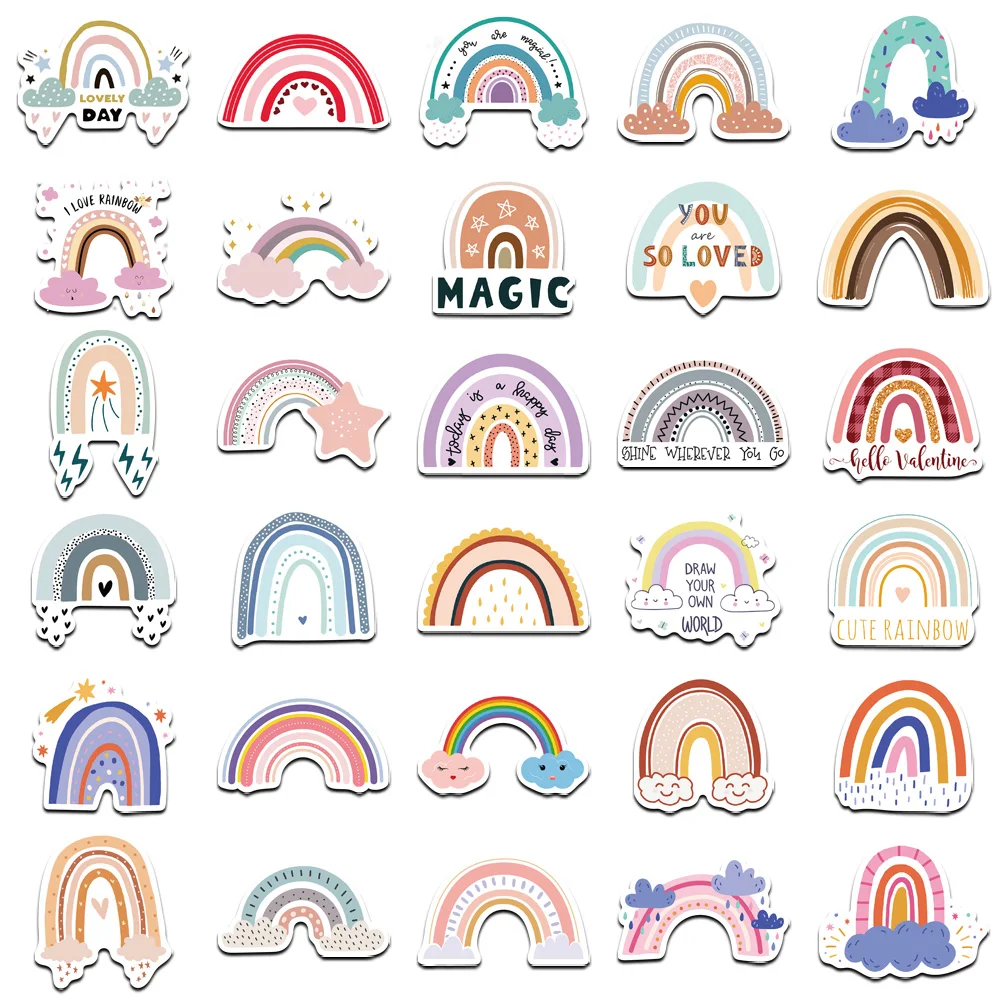 60PCS Cartoon Rainbow Bridge Stickers for Girl Children Classic Toys DIY Laptop Fridge Phone Skateboard Bike Decals Sticker