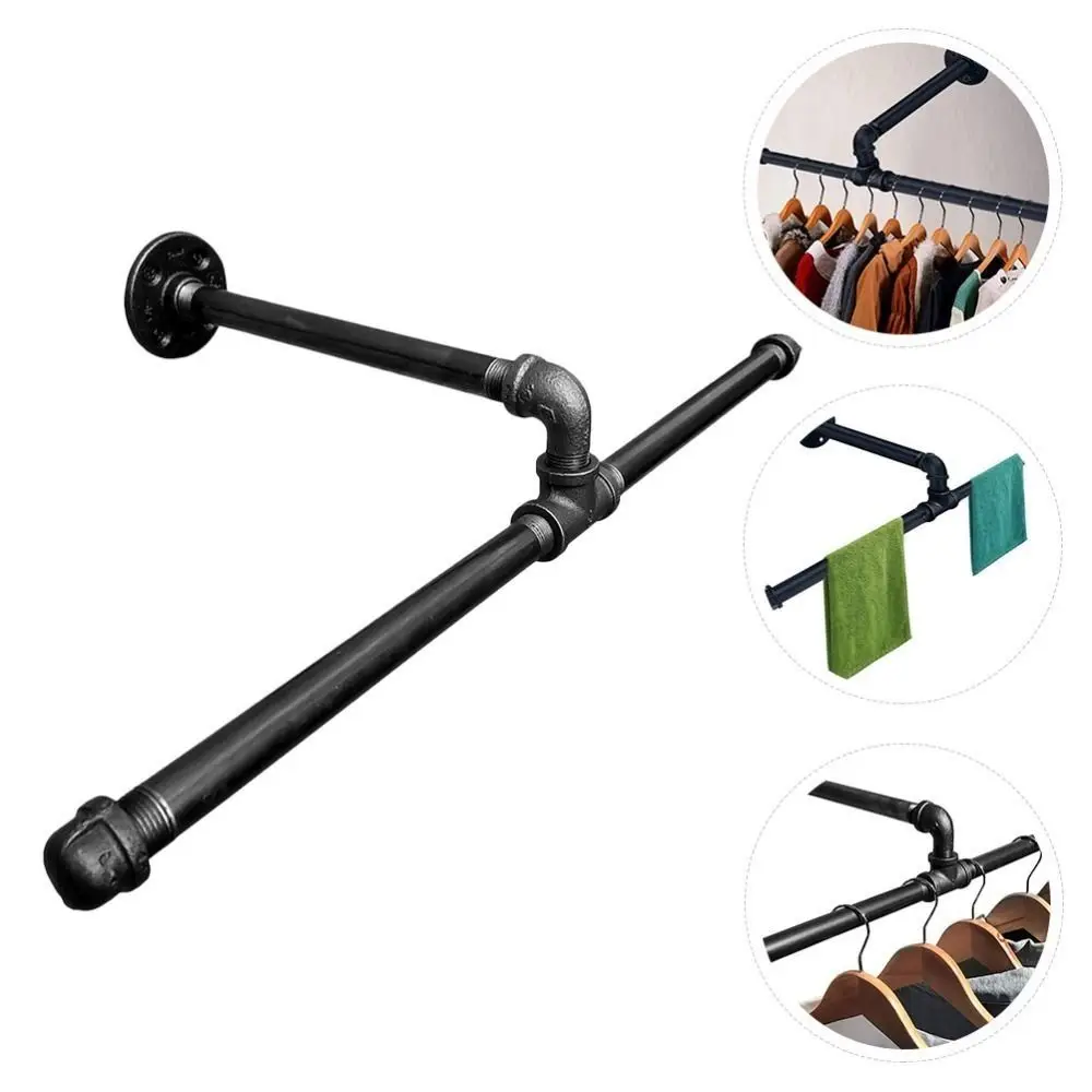 Retro Style Industrial Air Hose Hanger Industrial Pipe Garment Rack Upper Wall Display Coat Rack Rustic Water Pipe