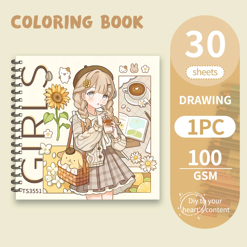كتاب تلوين كرتوني للبنات، كتاب تلوين للمراهقين، أنماط مختلفة، ورق ثقيل 100 جرام، تخفيف التوتر، هدية عيد ميلاد