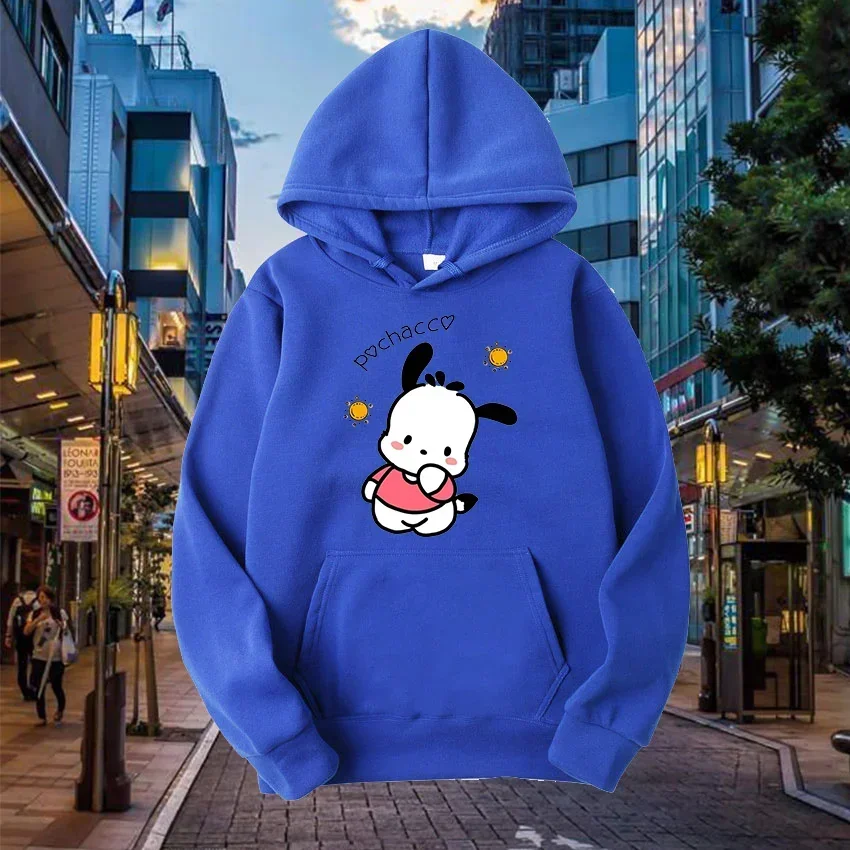 Cartoon Printed Male Sweatshirts Sanrio Pochacco Classic Pattern Trendy Long Sleeve Autumn Winter Casual Clothes Men Hoodies