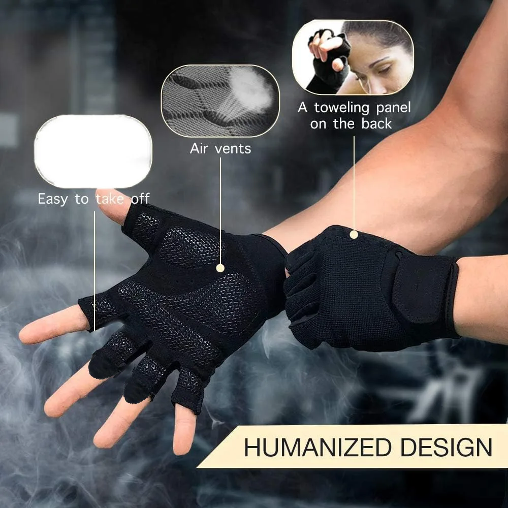 Sport-Gewichtheberhandschuhe, fingerlose Trainingshandschuhe, Fitnesshandschuhe für Radfahren, Wandern, Boxen, Übungstraining – Detail 8