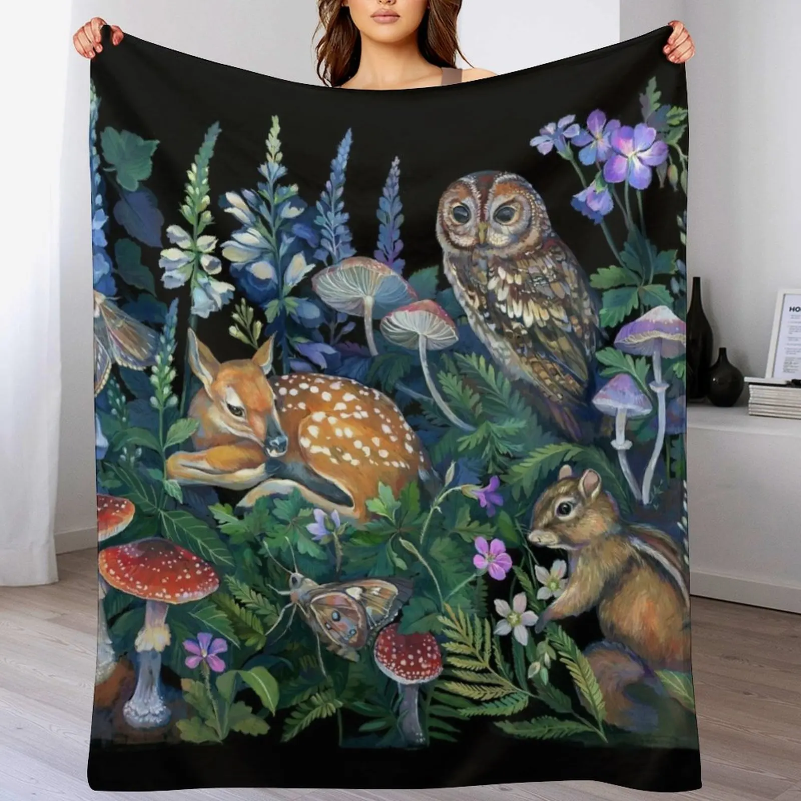 

Enchanted Forest Throw Blanket Outdoor Soft Blanket for Picnic Beach Camping