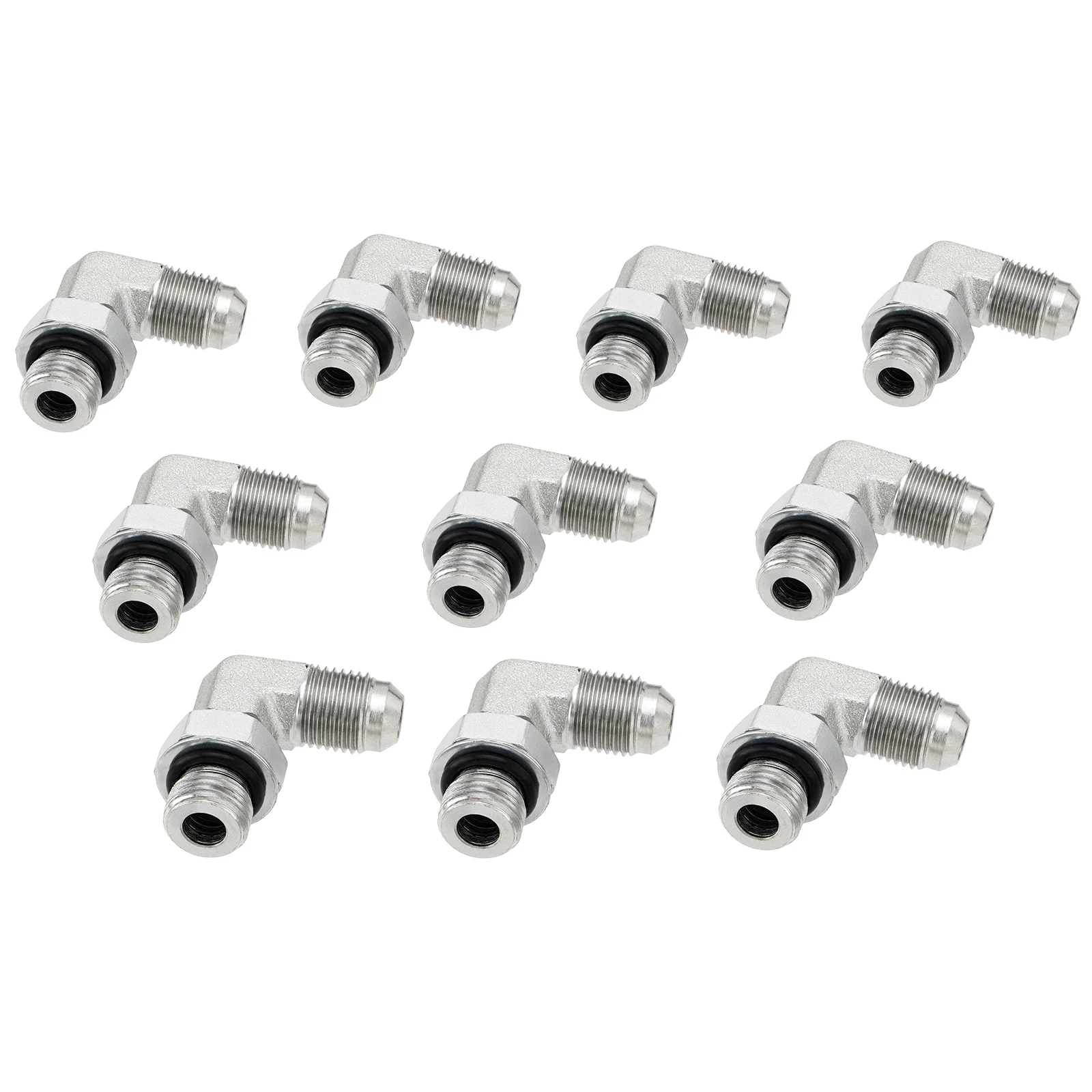 

10 Pack 90 Degree Elbow Hydraulic Hose Fittings: 3/8" JIC 37° Male x #6 SAE/ORB Male, Hydraulic End Connectors 6801-06-06