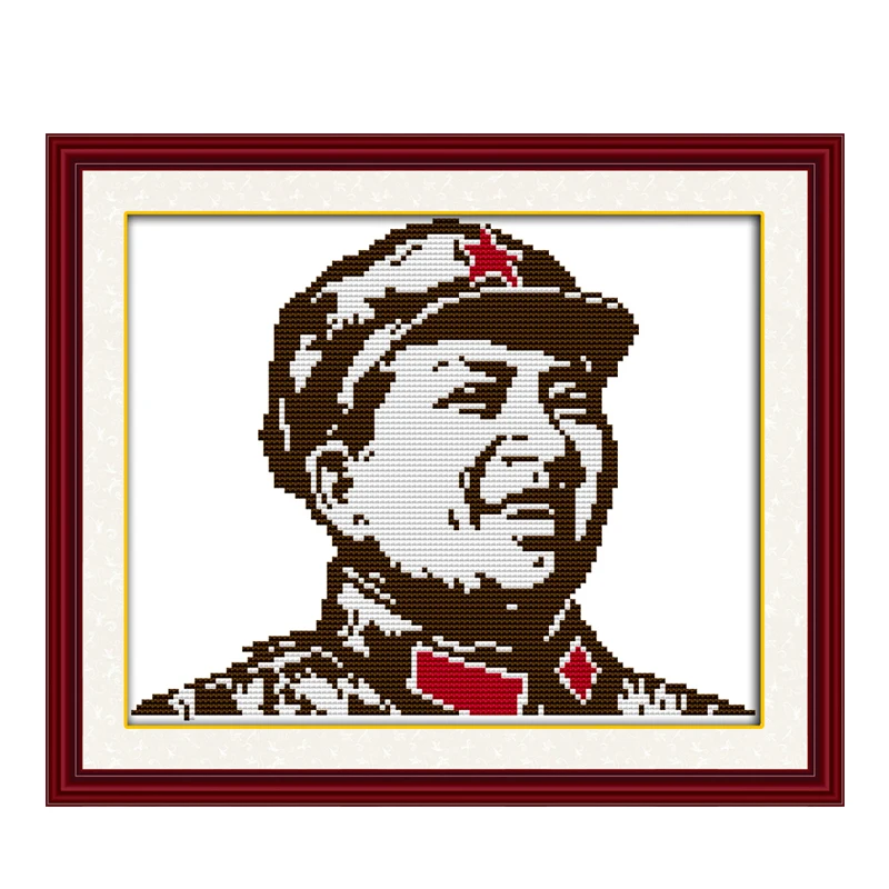 Joy Sunday Chairman Mao 14CT Printed Cross Stitch Kit Mao Zedong Stamped Cross Stitch Kits Mao Tse-tung Chinese Cross Stitch