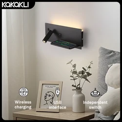 LED Wall Lamp Modern Wall Lamp Multifunctional USB Interface Wireless Charging Simple Creative Indoor Home Decoration Lighting