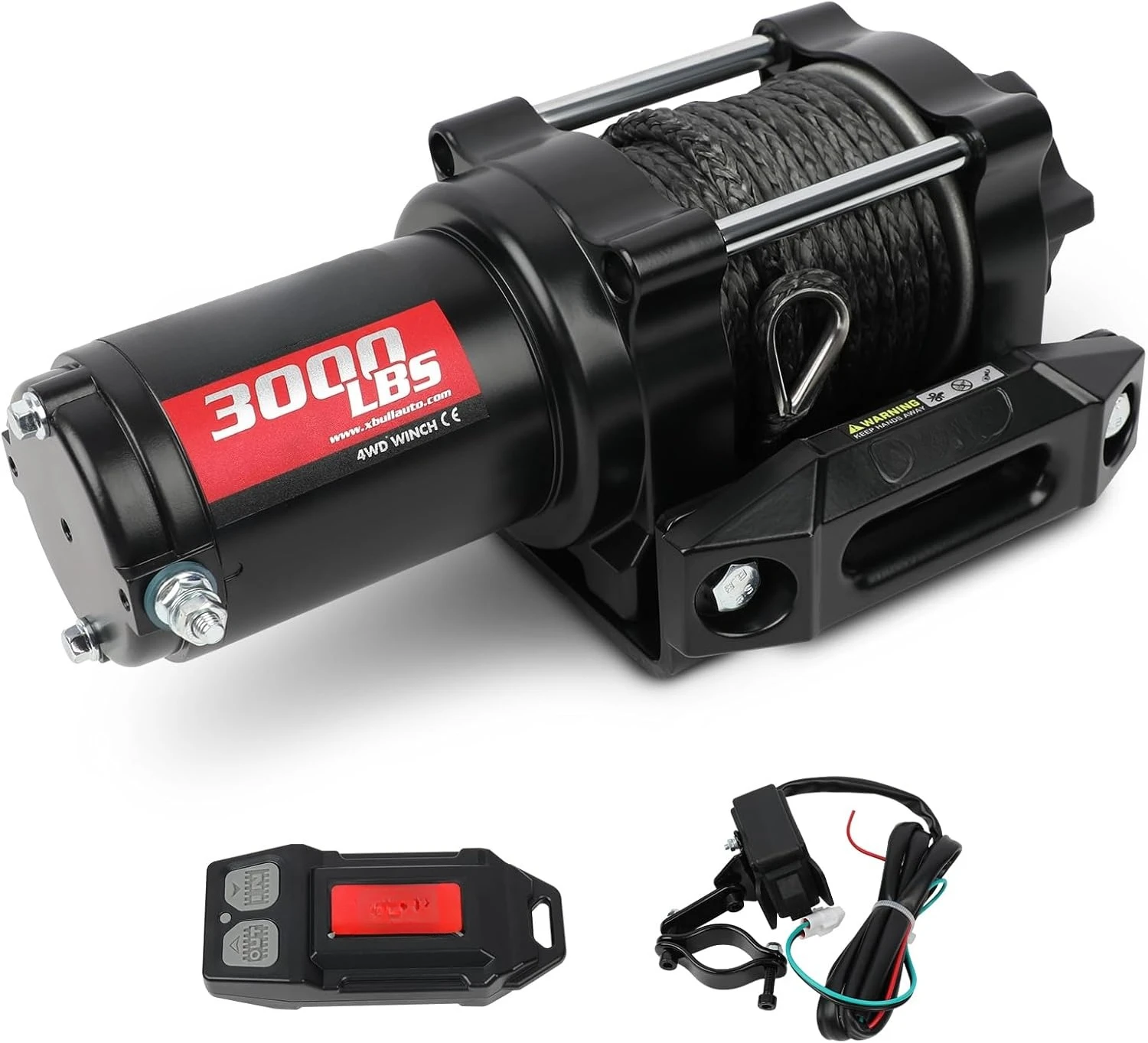 

New 12V DC 3000LBS IP68 Waterproof Electric Winch for Towing ATV/UTV, Boat, Off Roady, with Hawse Fairlead.