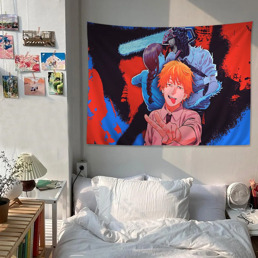 

Chainsaw Man Whitepaper Tapestry Anime Tapestry Hanging Tarot Hippie Wall Rugs Dorm Wall Hanging Sheets