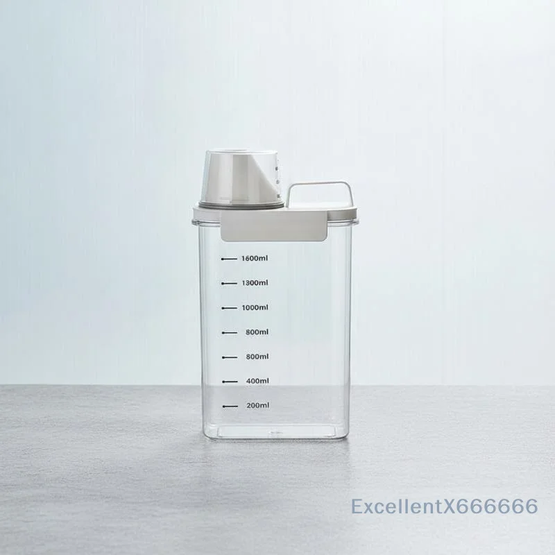 Airtight Laundry Detergent Dispenser Clear Sealed Washing Powder Liquid Storage Box with Lid for Home Laundry Room Organization