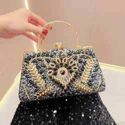 Evening Clutch Bag for Women Wedding Flower Diamond Clutch Purses Chain Designer Luxury Bag Party Handbag with Metal Handle