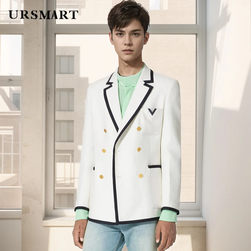 Classic color blocking men's casual suit British fashion gentleman style spring and autumn new customized men's suit coat