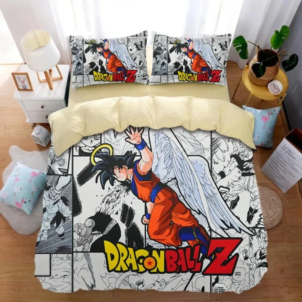 Anime Dragon-Ball Bedding Set,Goku Duvet Cover,Duvet Comforter Quilt Cover Set Super Saiyan Bedding Set For Adult Kids Children