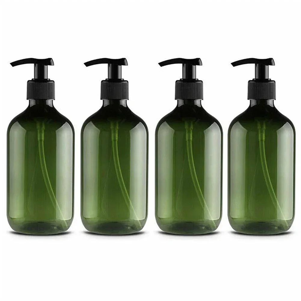 Dispensador de jabón para baño, botella dispensadora con bomba de mano reutilizable, Gel de ducha para baño, champú, contenedor de botella rellenable, 4 Uds., 500ml