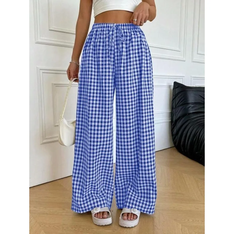 حجم كبير 1XL-5XL جديد إمرأة الشاهقة مستقيم بنطلون واسعة الساق سراويل تقليدية مرونة السراويل الميكرولاستية