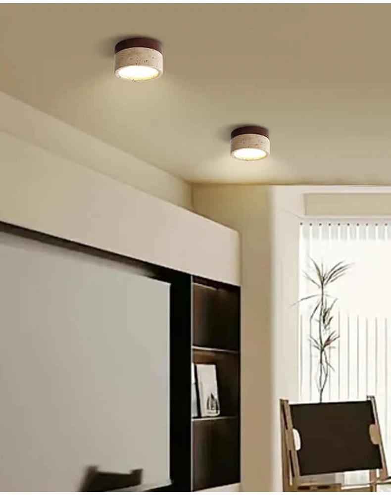 Wabi Sabi Stone LED Ceiling Light Brown close-up
