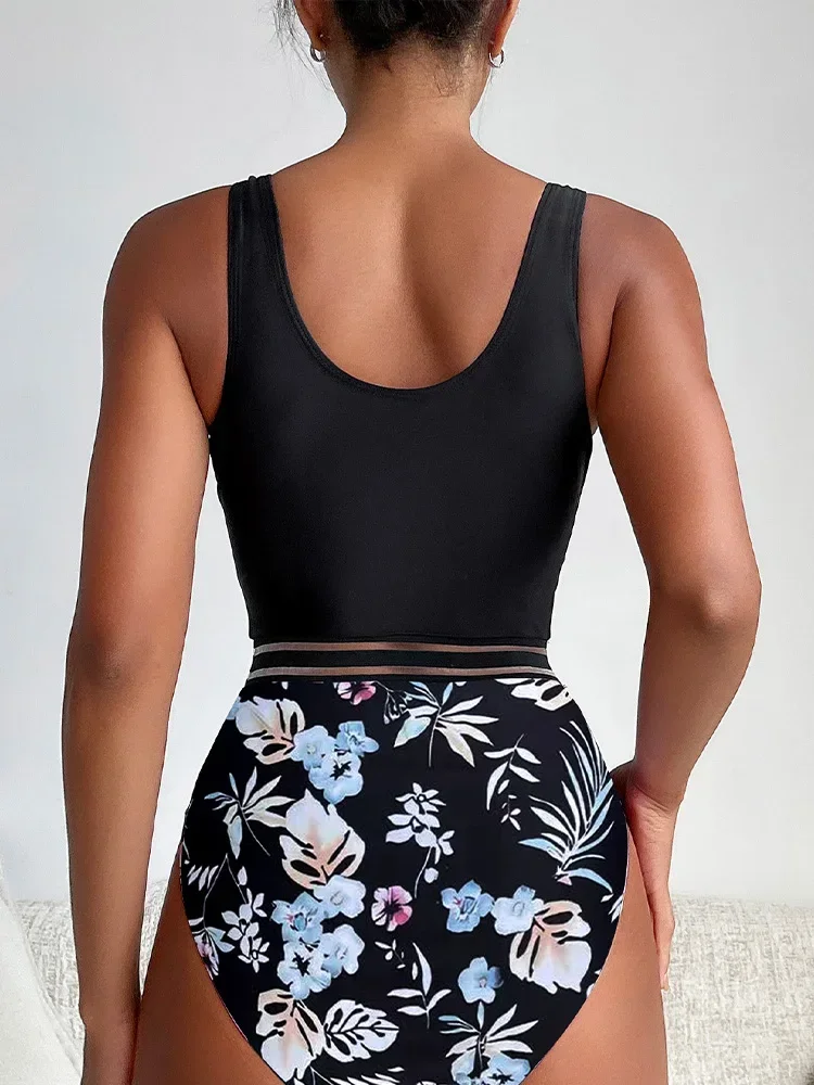 UETEEY 2025 New Summer Swimwea One Piece Swimsuit Sexy Pink Print V Neck One Piece Swimsuit Women casual Beach Vacation Bikini