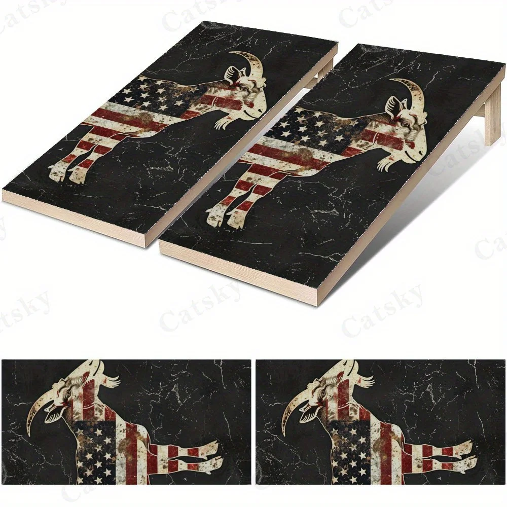 USA Flag Goat,2D Flat Vinyl Sandboard Decals - Budget-Friendly and High Value, Bubble-Free and Easy to Stick, Waterproof Wear-Re