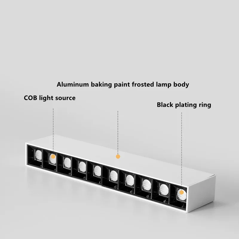 Bright installation ceiling LED grid light without main light design home office long strip spotlights indoor simple line lamps