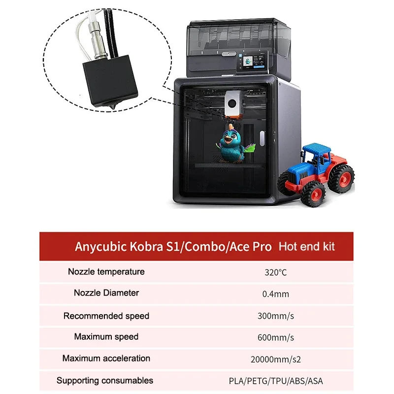 Quick Swappable 0.4 0.8 1.0mm Nozzle Kit for Anycubic Kobra S1 Pro / S1 Combo
