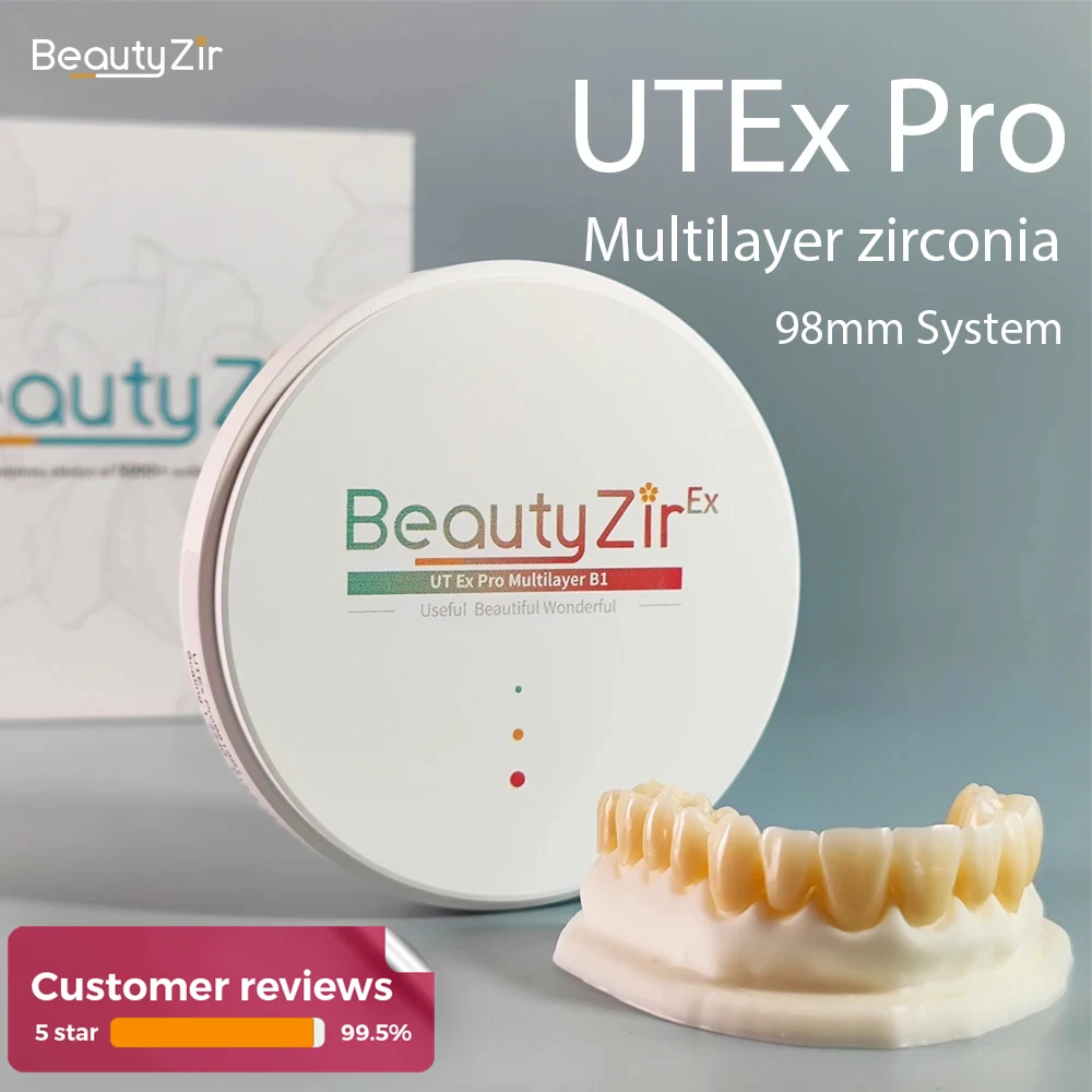 Materiały do protez Beautyzir półprzezroczyste cyrkonowe UTEx Pro 98mm najlepszy efekt estetyczny