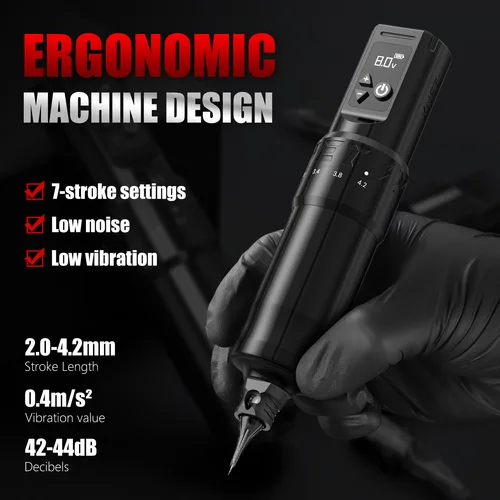 Imagen 2 del producto XNET F1-Kit de pluma para máquina de tatuaje inalámbrica, 20 unidades, agujas de cartucho, Motor personalizado, batería de 2400mAh, juego de pluma giratoria de maquillaje para arte de tatuaje