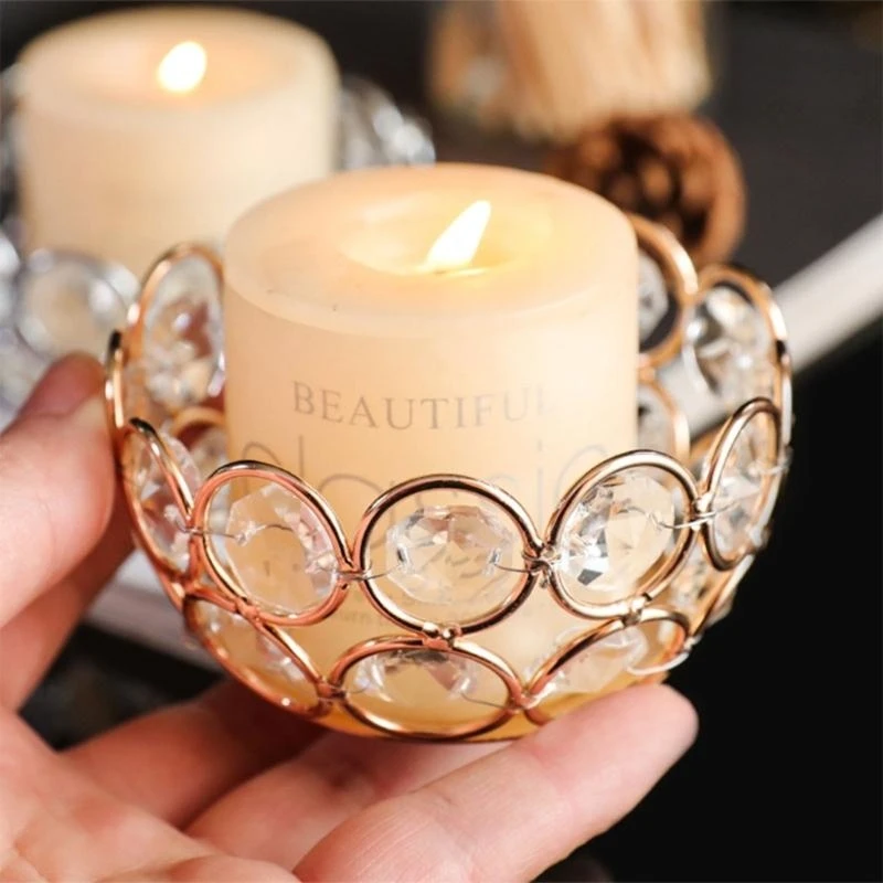 

Crystal Bowl Tealight Stand Jewelry Candlesticks for Centerpieces Wedding