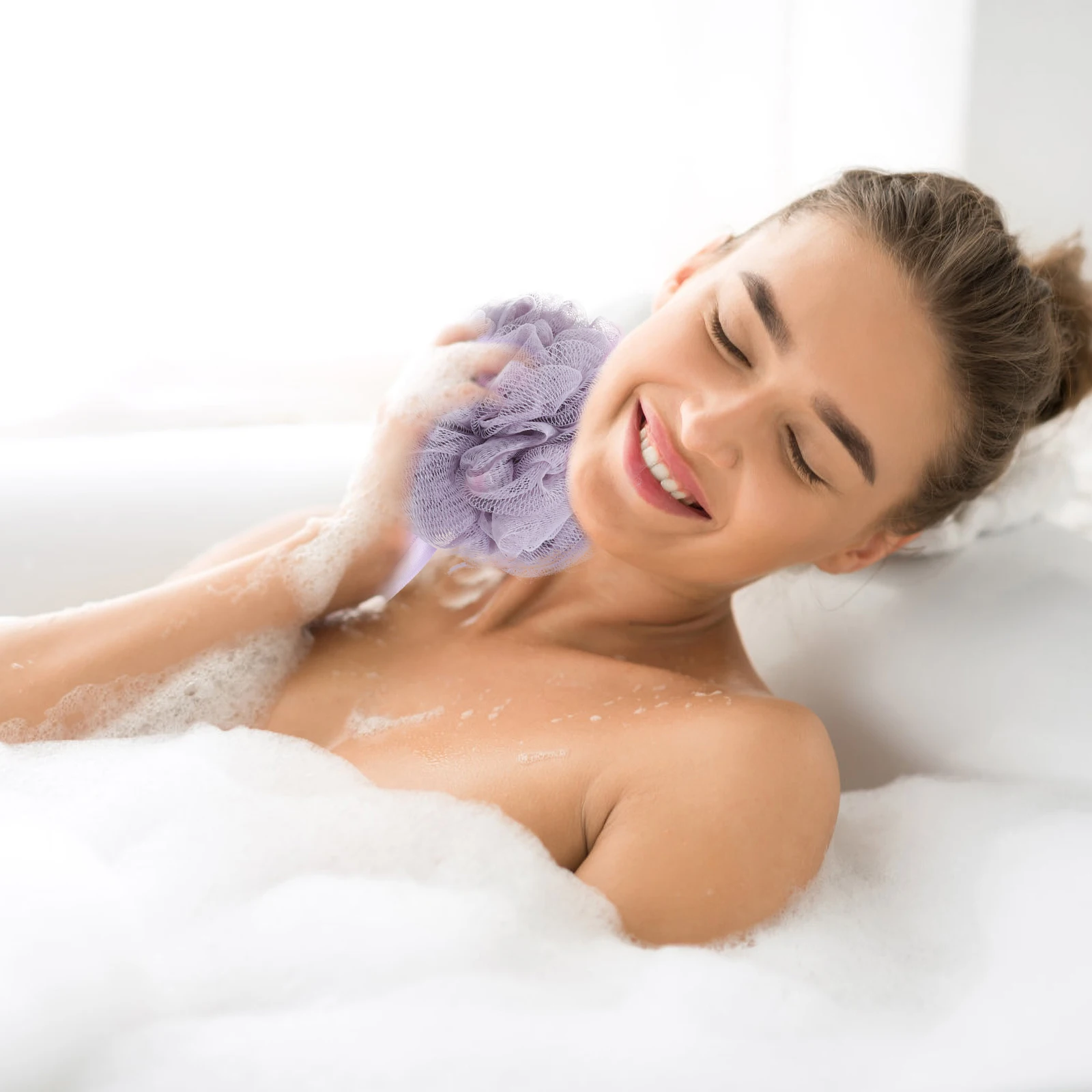 

5 pcs Bath Ball Soft Durable Bubble Maker For Exfoliating Cleansing Skin With Shower Gel Purple Green Blue Pink Practical Bath