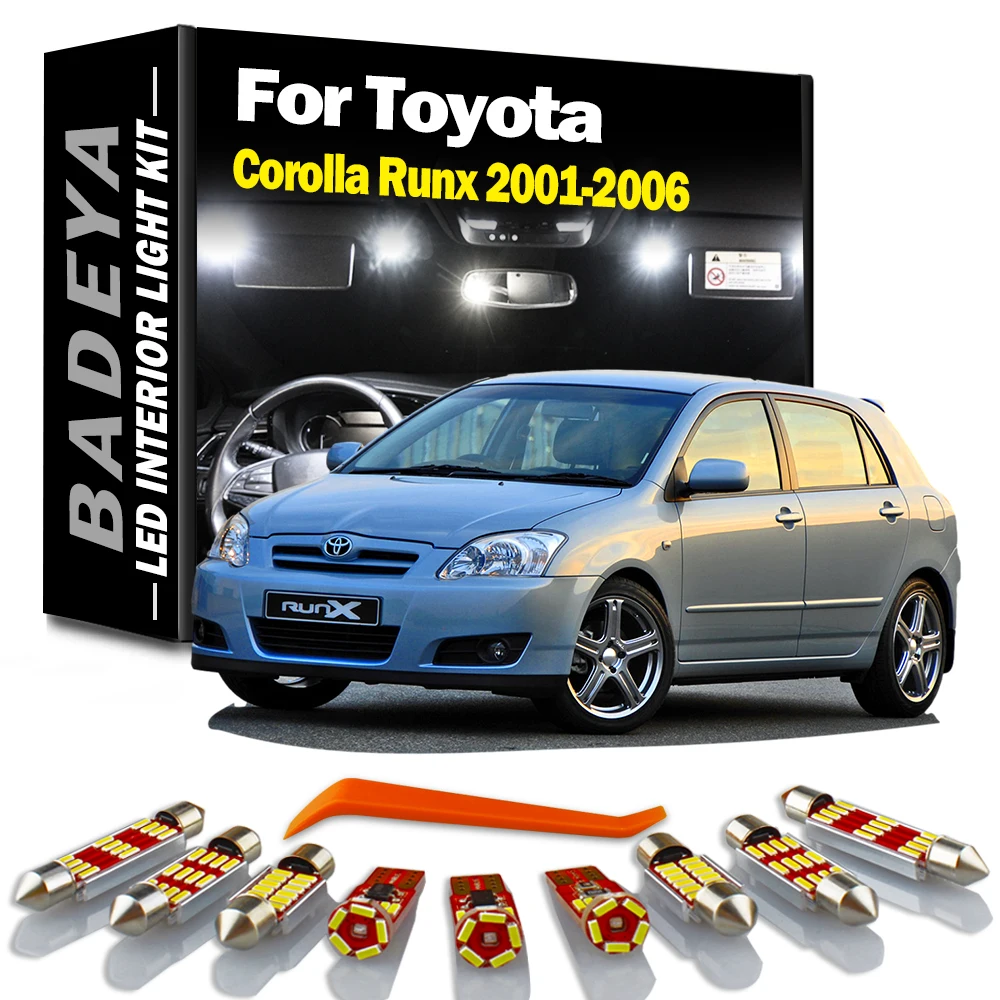 8Pcs For Toyota Corolla Runx 2001 2002 2003 2004 2005 2006 LED Interior Dome Map Reading Trunk Light Bulb Kit Car Accessories