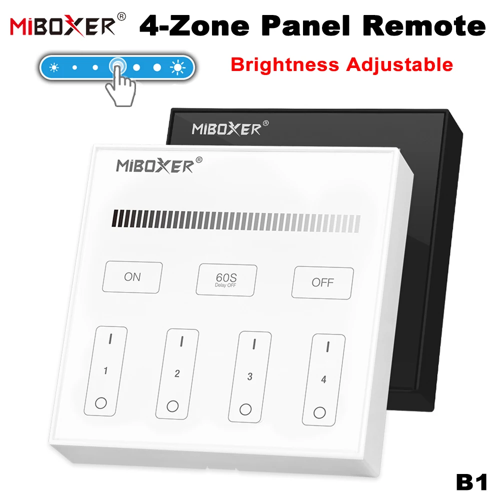 Miboxer B1 2.4G 4-Zone Timable 86 Touch Switch Panel Adjust Brightness Dim Single color For Led Strips/ Panel Lights/Controller