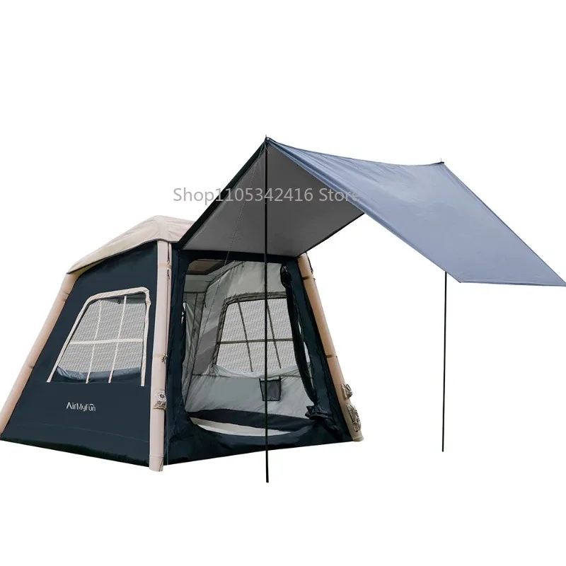 Luxury Glamping Geodesic Inflatable Tent Large Family Air Tent With Pump Waterproof WindproofPortable OxfordFabricOutdoorCamping