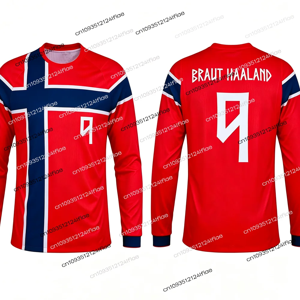2026 Norwegian Football Autumn/Winter Long-Sleeve Football Jersey T-Shirt, Haaland No. 9 Fan Special Edition Football Jersey