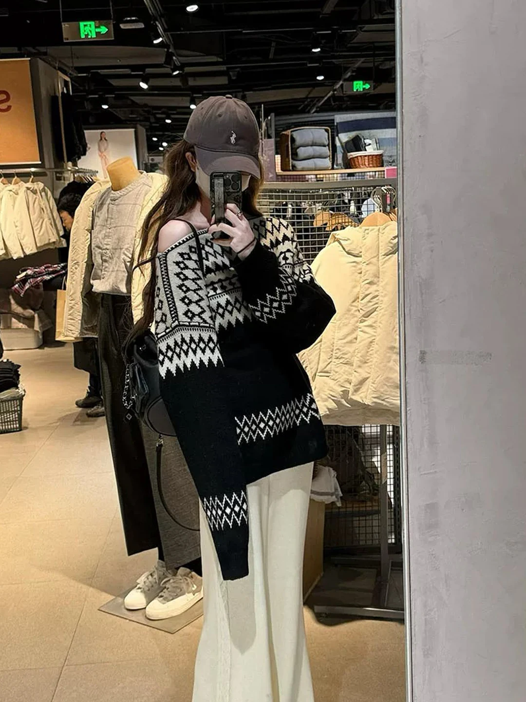 Soft Cozy Shoulder Bared Knitted Sweater Women Loose Outerwear Casual Style Tassel Long Sleeve Polyester Fiber Knit Top