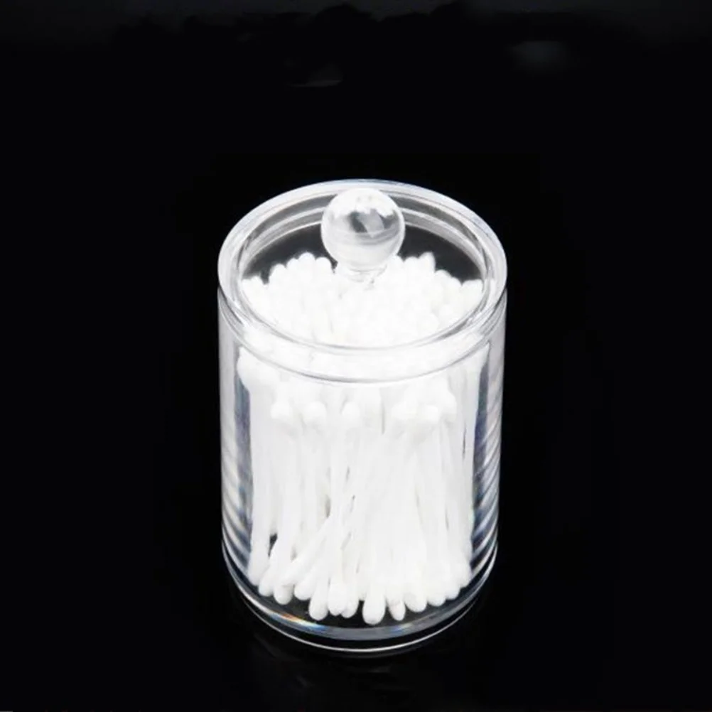 

Cotton Balls Holder Transparent Acrylic Round Jar For Makeup Organizer Swab Storage Dustproof Cotton Pads Container