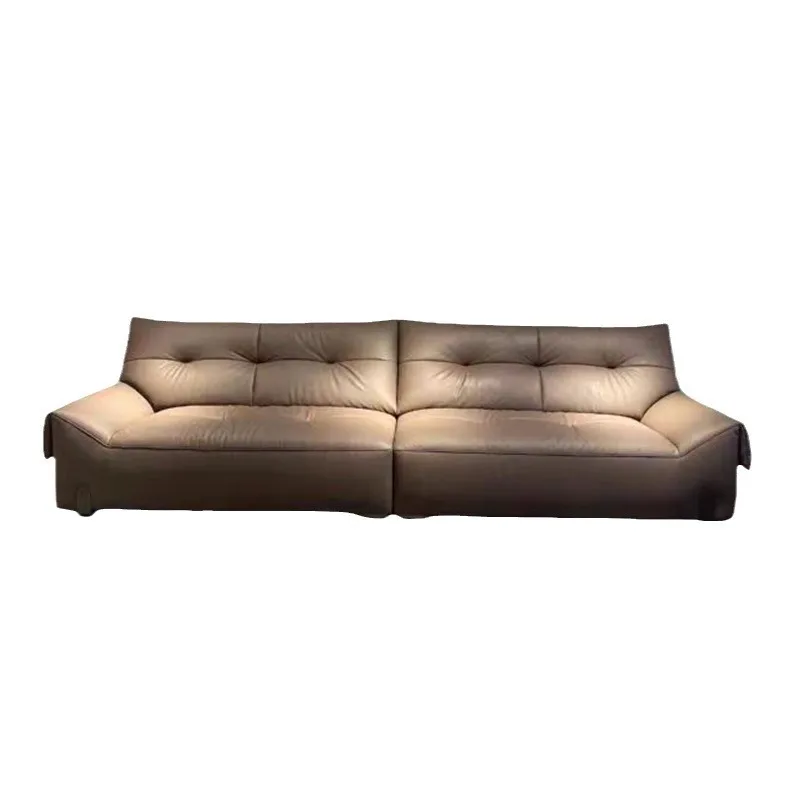 

New small apartment living room straight row first layer cowhide sofa